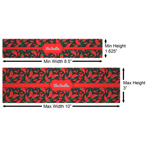 Chili Peppers Water Bottle Labels w/ Dimensions