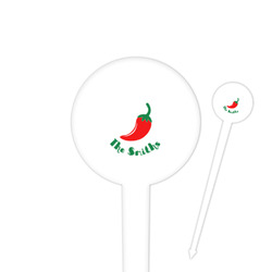 Chili Peppers 4" Round Plastic Food Picks - White - Double Sided (Personalized)