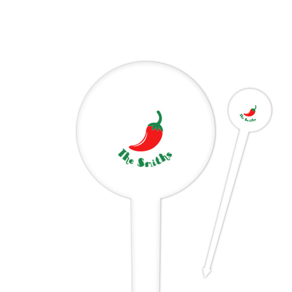 Custom Chili Peppers 4" Round Plastic Food Picks - White - Double Sided (Personalized)