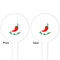 Chili Peppers White Plastic 4" Food Pick - Round - Double Sided - Front & Back