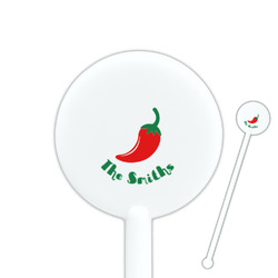 Chili Peppers 5.5" Round Plastic Stir Sticks - White - Single Sided (Personalized)