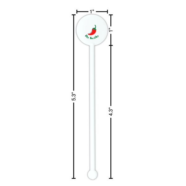 Chili Peppers White Plastic 5.5" Stir Stick - Round - Dimensions
