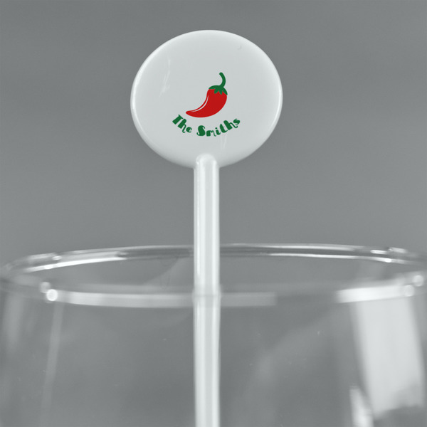 Chili Peppers White Plastic 5.5" Stir Stick - Round - Main