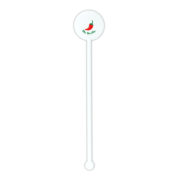 Chili Peppers White Plastic 5.5" Stir Stick - Round - Single Stick
