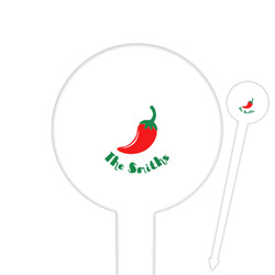 Chili Peppers 6" Round Plastic Food Picks - White - Single Sided (Personalized)