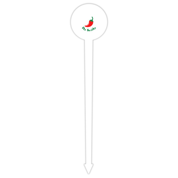 Chili Peppers White Plastic 6" Food Pick - Round - Single Pick
