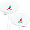 Chili Peppers White Plastic 7" Stir Stick - Double Sided - Oval - Front & Back