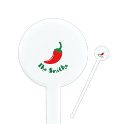 Chili Peppers 7" Round Plastic Stir Sticks - White - Single Sided (Personalized)
