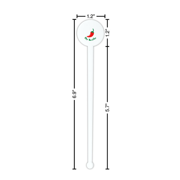 Chili Peppers White Plastic 7" Stir Stick - Round - Dimensions