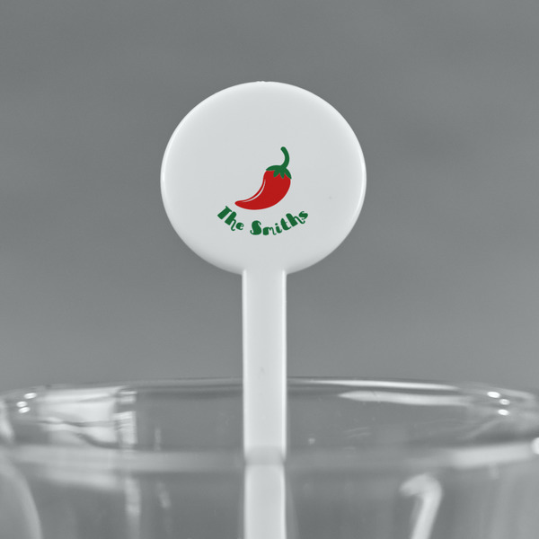 Chili Peppers White Plastic 7" Stir Stick - Round - Main