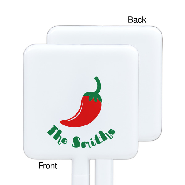 Chili Peppers White Plastic Stir Stick - Single Sided - Square - Approval