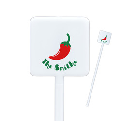 Chili Peppers Square Plastic Stir Sticks - Single Sided (Personalized)