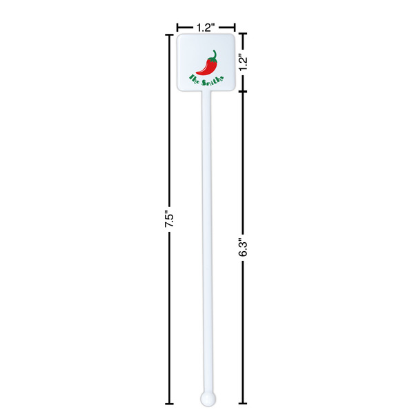 Chili Peppers White Plastic Stir Stick - Square - Dimensions