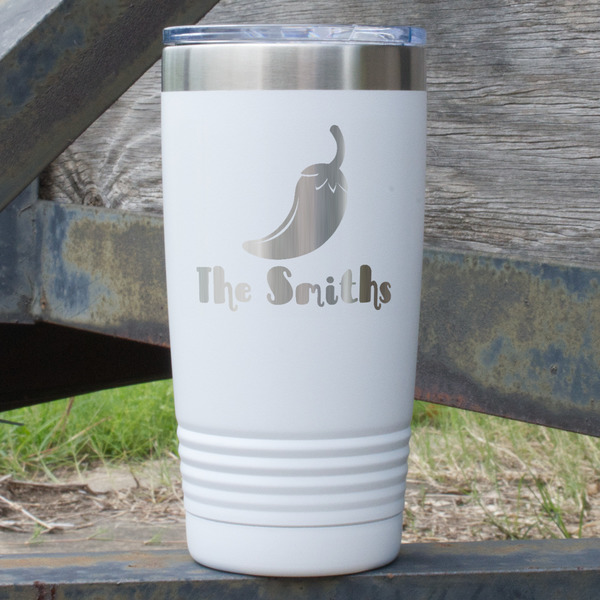 Custom Chili Peppers 20 oz Stainless Steel Tumbler - White - Double Sided (Personalized)