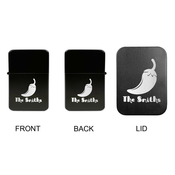 Chili Peppers Windproof Lighters - Black, Double Sided, w Lid - APPROVAL
