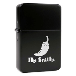 Chili Peppers Windproof Lighter - Black - Double Sided & Lid Engraved (Personalized)