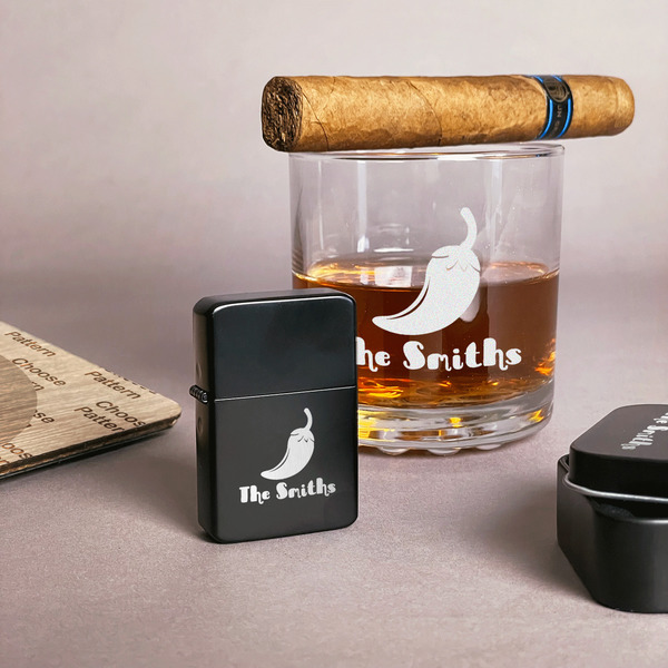 Chili Peppers Windproof Lighters - Black - In Context