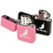 Chili Peppers Windproof Lighters - Black & Pink - Open