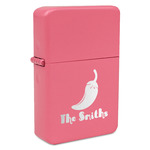 Chili Peppers Windproof Lighter - Pink - Single Sided & Lid Engraved (Personalized)