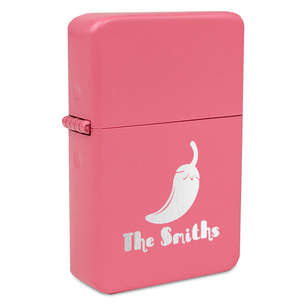 Custom Chili Peppers Windproof Lighter - Pink - Double Sided (Personalized)