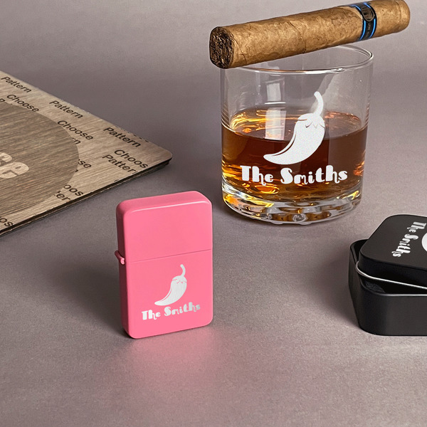 Chili Peppers Windproof Lighters - Pink - In Context