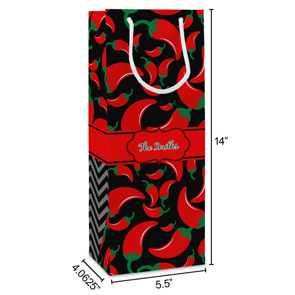 Chili Peppers Wine Gift Bag - Dimensions