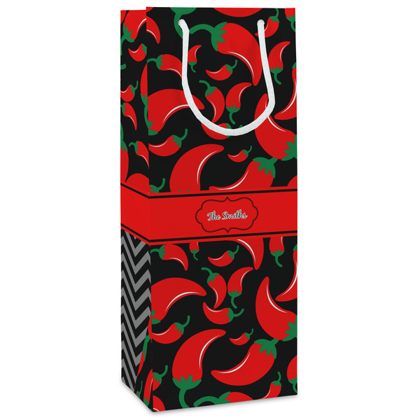 Custom Chili Peppers Wine Gift Bags - Matte (Personalized)