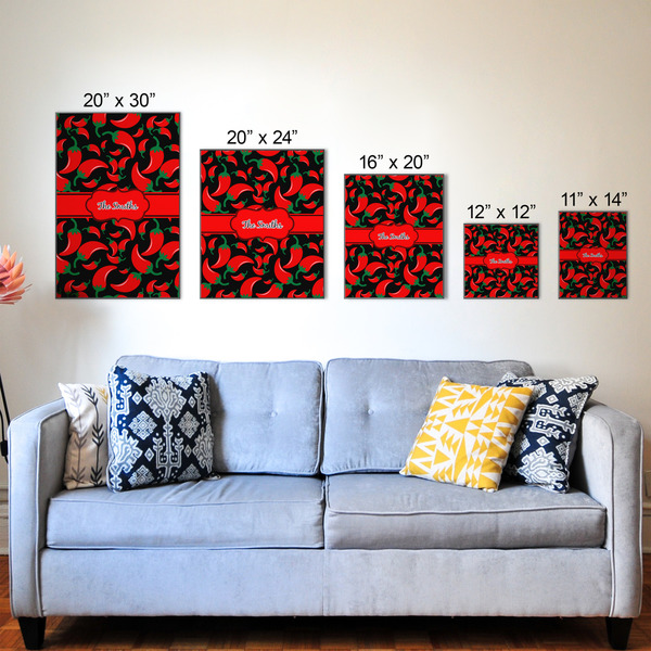 Chili Peppers Wood Prints - Size Comparison