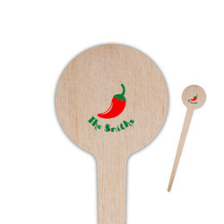 Chili Peppers 4" Round Wooden Food Picks - Single Sided (Personalized)