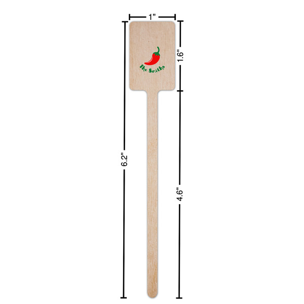 Chili Peppers Wooden 6.25" Stir Stick - Rectangular - Dimensions