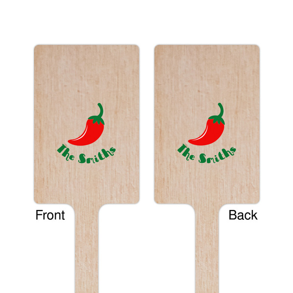 Chili Peppers Wooden 6.25" Stir Stick - Rectangular - Double Sided - Front & Back