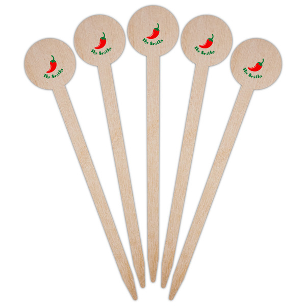 Chili Peppers Wooden 6" Food Pick - Round - Fan View