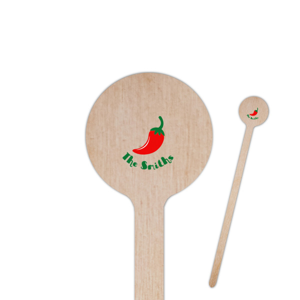 Custom Chili Peppers 6" Round Wooden Stir Sticks - Single Sided (Personalized)