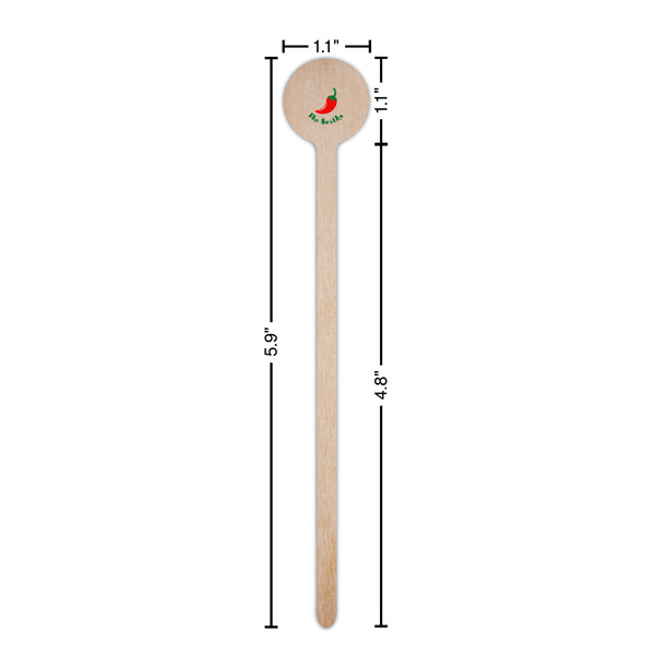 Chili Peppers Wooden 6" Stir Stick - Round - Dimensions