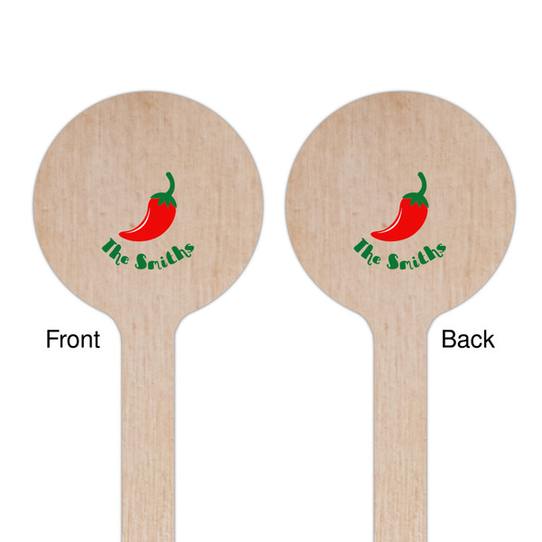 Chili Peppers Wooden 6" Stir Stick - Round - Double Sided - Front & Back