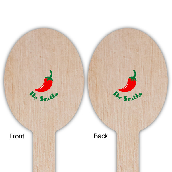 Chili Peppers Wooden Food Pick - Oval - Double Sided - Front & Back