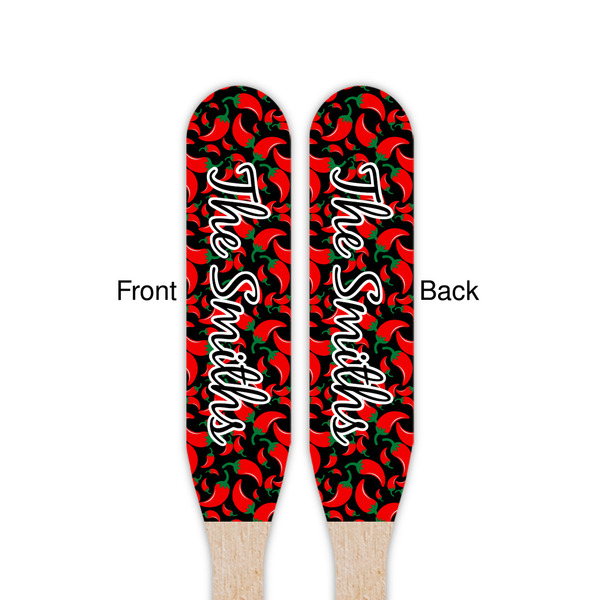 Chili Peppers Wooden Food Pick - Paddle - Double Sided - Front & Back