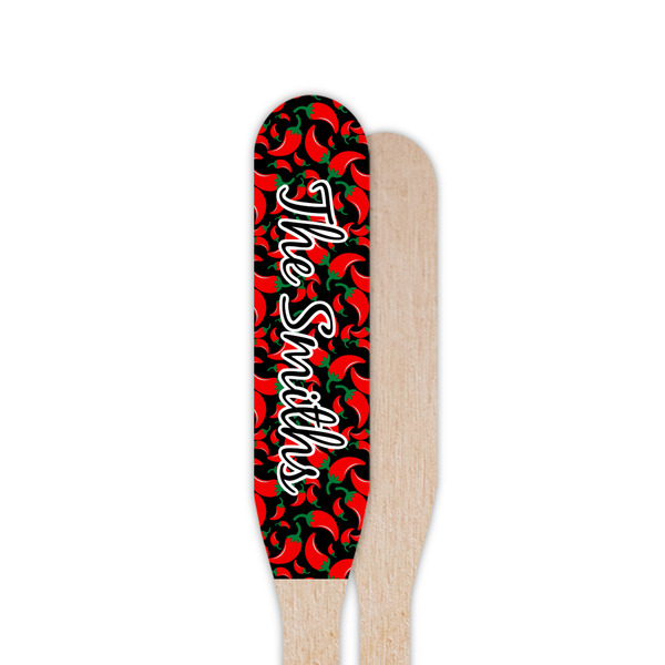 Chili Peppers Wooden Food Pick - Paddle - Single Sided - Front & Back