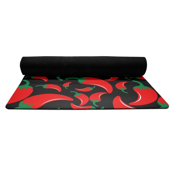 Chili Peppers Yoga Mat Rolled up Black Rubber Backing