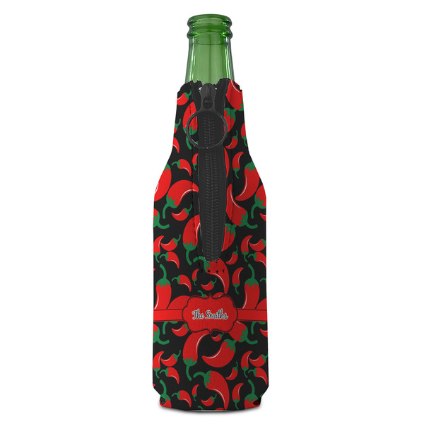 Chili Peppers Zipper Bottle Cooler - BACK (bottle)