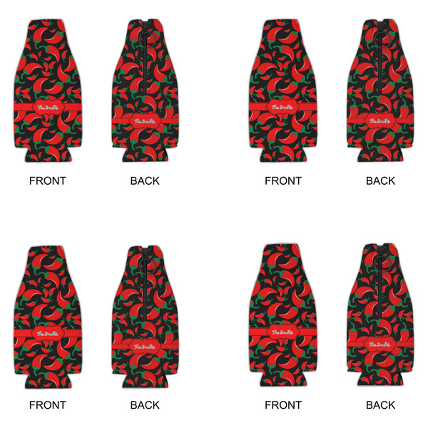 Chili Peppers Zipper Bottle Cooler - Set of 4 - APPROVAL