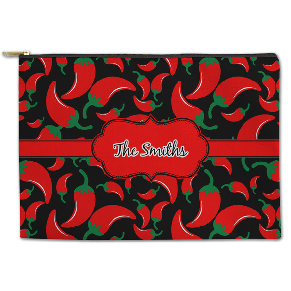 Custom Chili Peppers Zipper Pouch - Large - 12.5"x8.5" (Personalized)