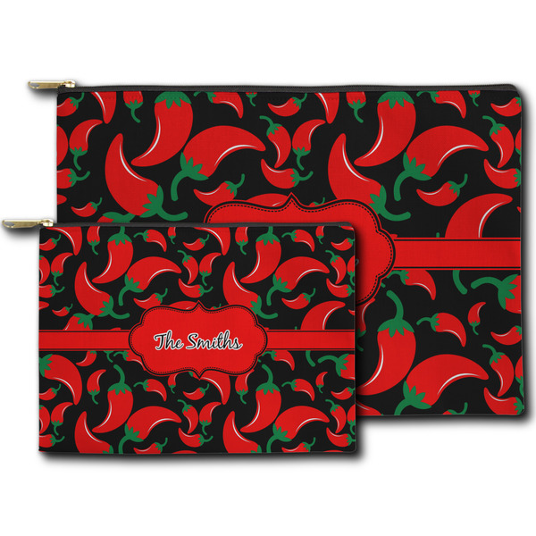 Chili Peppers Zippered Pouches - Size Comparison