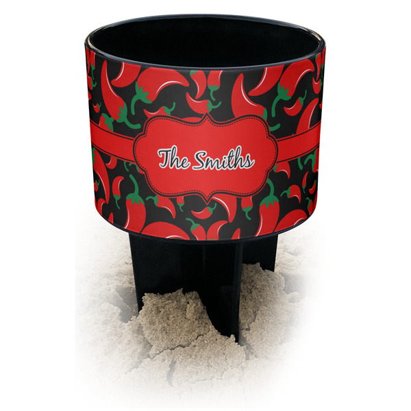 Custom Chili Peppers Black Beach Spiker Drink Holder (Personalized)