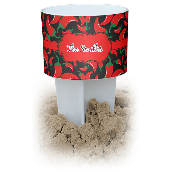 Custom Chili Peppers White Beach Spiker Drink Holder (Personalized)