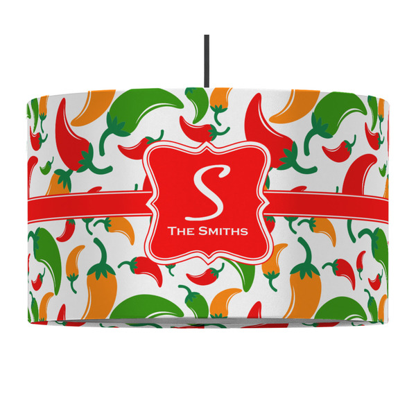 Custom Colored Peppers 12" Drum Pendant Lamp - Fabric (Personalized)