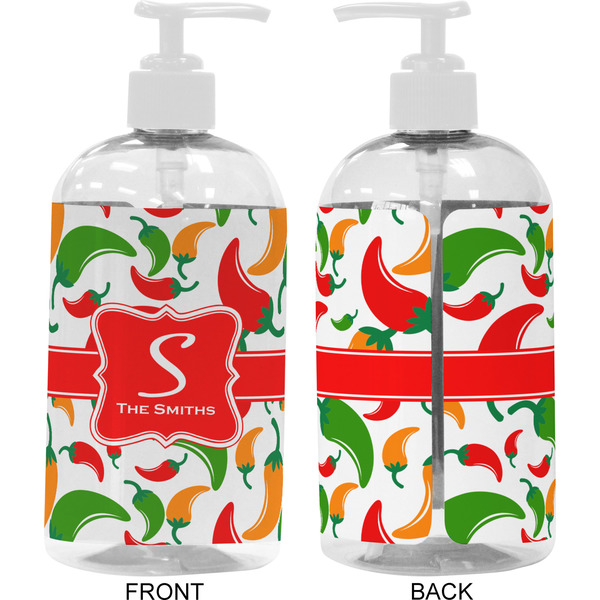 Colored Peppers 16 oz Plastic Liquid Dispenser- Approval- White