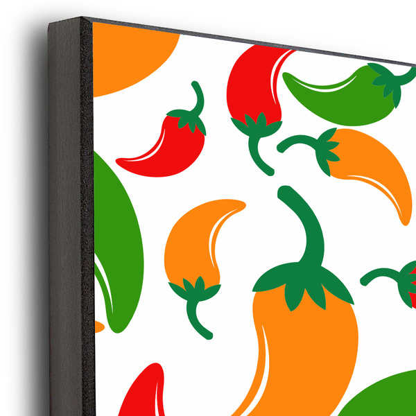 Colored Peppers 16x20 Wood Print - Closeup