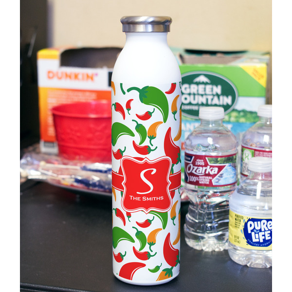 Colored Peppers 20oz Water Bottles - Full Print - In Context
