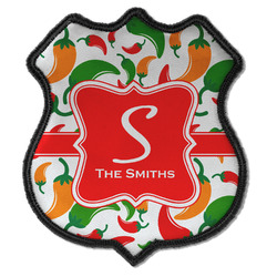 Colored Peppers Iron On Shield Patch C w/ Name and Initial